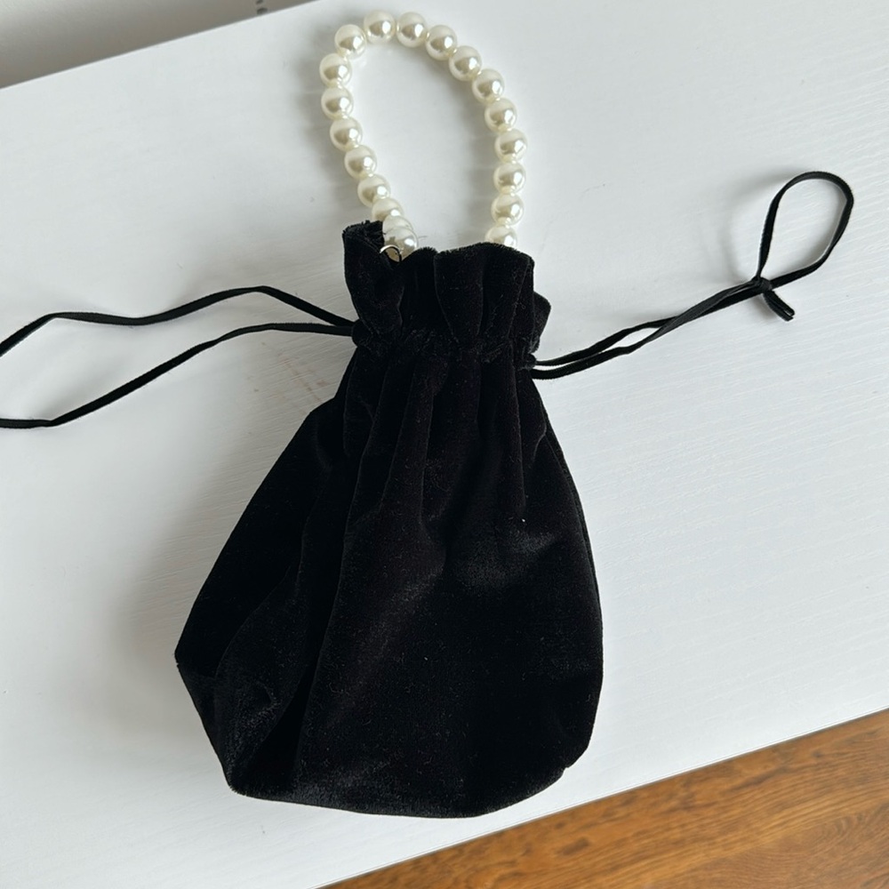 NEW black Velvet pouch purse